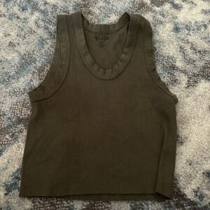 Brandy Melville Khaki Ribbed Crop Top